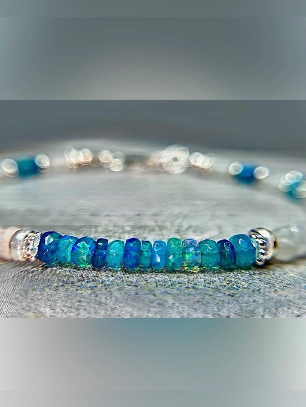 Moonstone Pariba Blue Welo Opal Bracelet in Sterling Silver - Picture 7 of 7